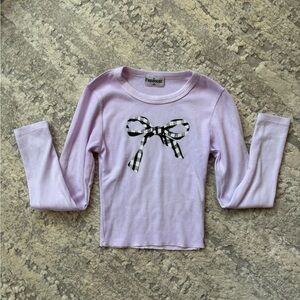 Firehouse Lilac Long Sleeve Top with Gingham Bow